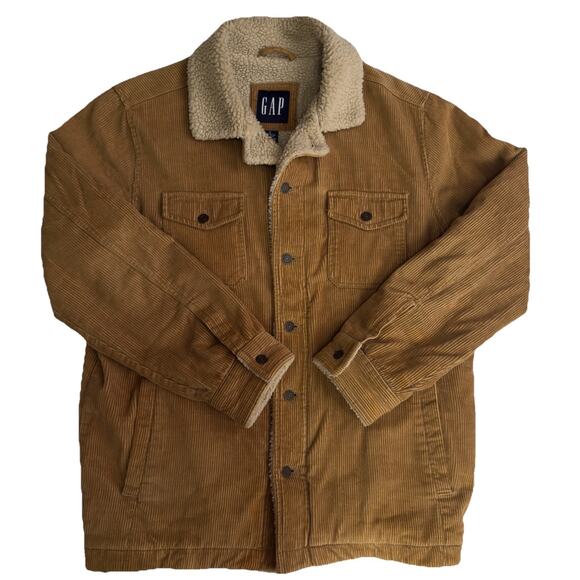 Vtg Gap Mens Brown Corduroy Sherpa Lined Quilted Trucker Jacket Small runs large - Picture 1 of 11